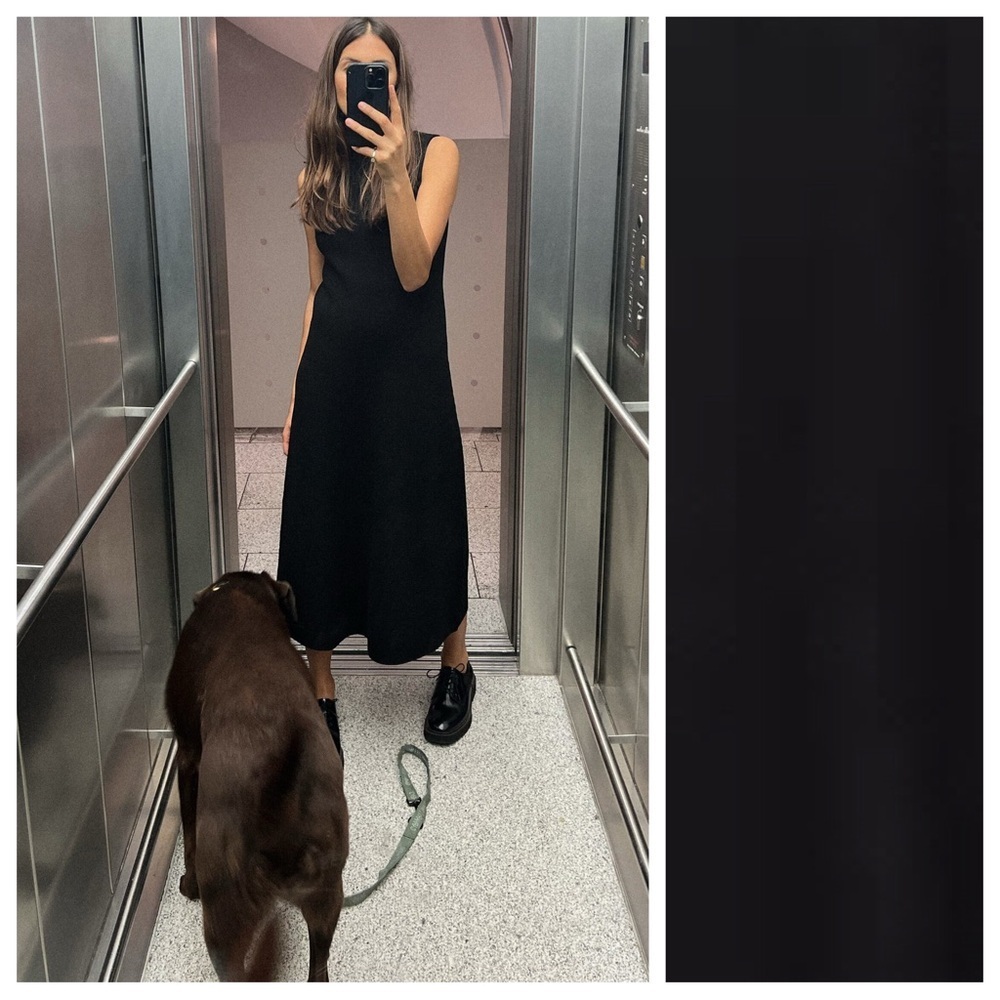 NWT. Zara Black Viscose Blend Knit Sleeveless Midi Dress. Size S. - Picture 2 of 8